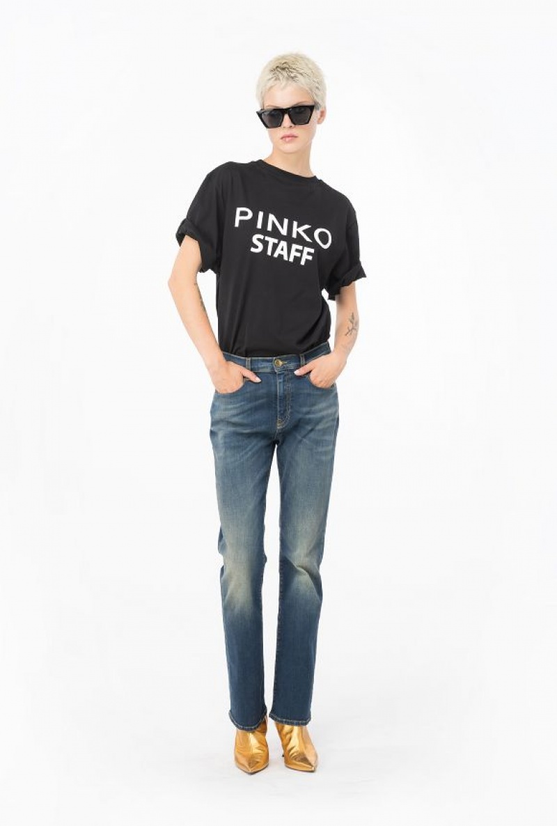 Pinko Stretch Denim Bootcut Jeans Tmavě Blankyt Světle Modré | SN-PKO34004