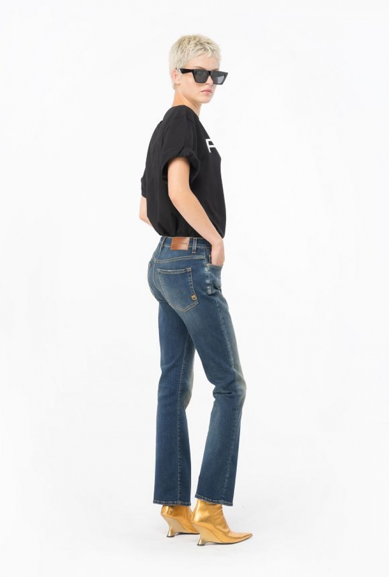 Pinko Stretch Denim Bootcut Jeans Tmavě Blankyt Světle Modré | SN-PKO34004