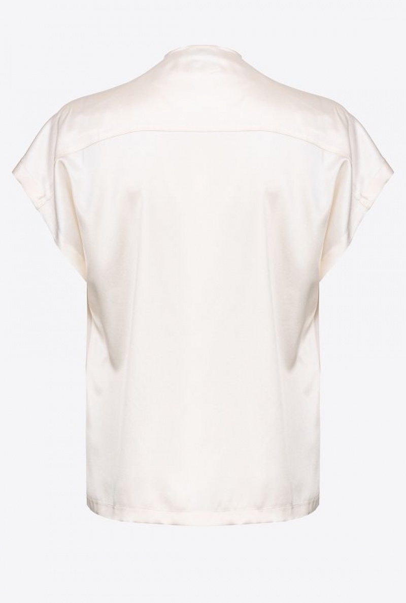 Pinko Stretch Satin Blouse Bílé | SN-PKO33195