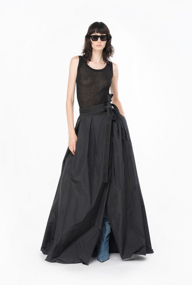 Pinko Taffeta Maxi-skirt Černé | SN-PKO34092