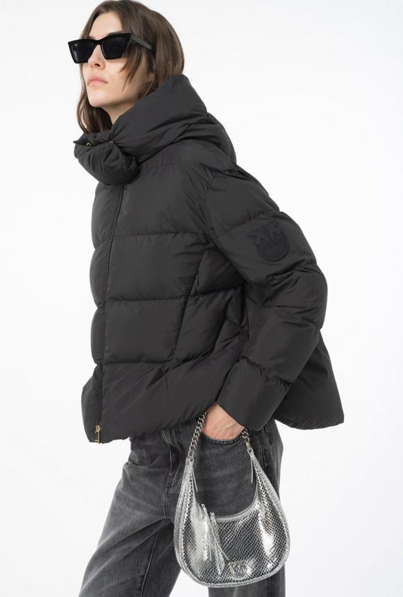 Pinko Technical Platene Jacket With Hood Černé | SN-PKO33640