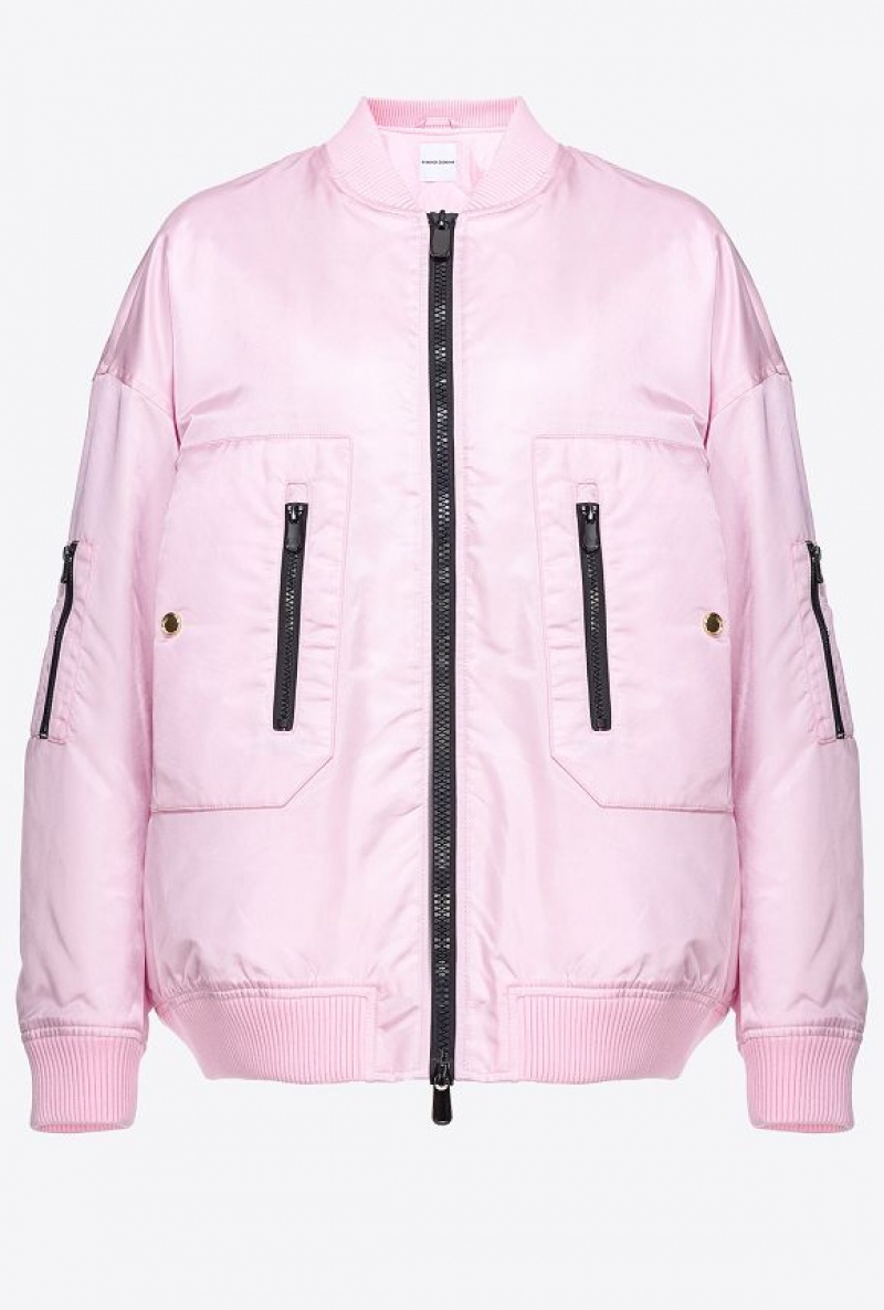 Pinko Technical Satin Bomber Jacket Růžové Fialové | SN-PKO33571