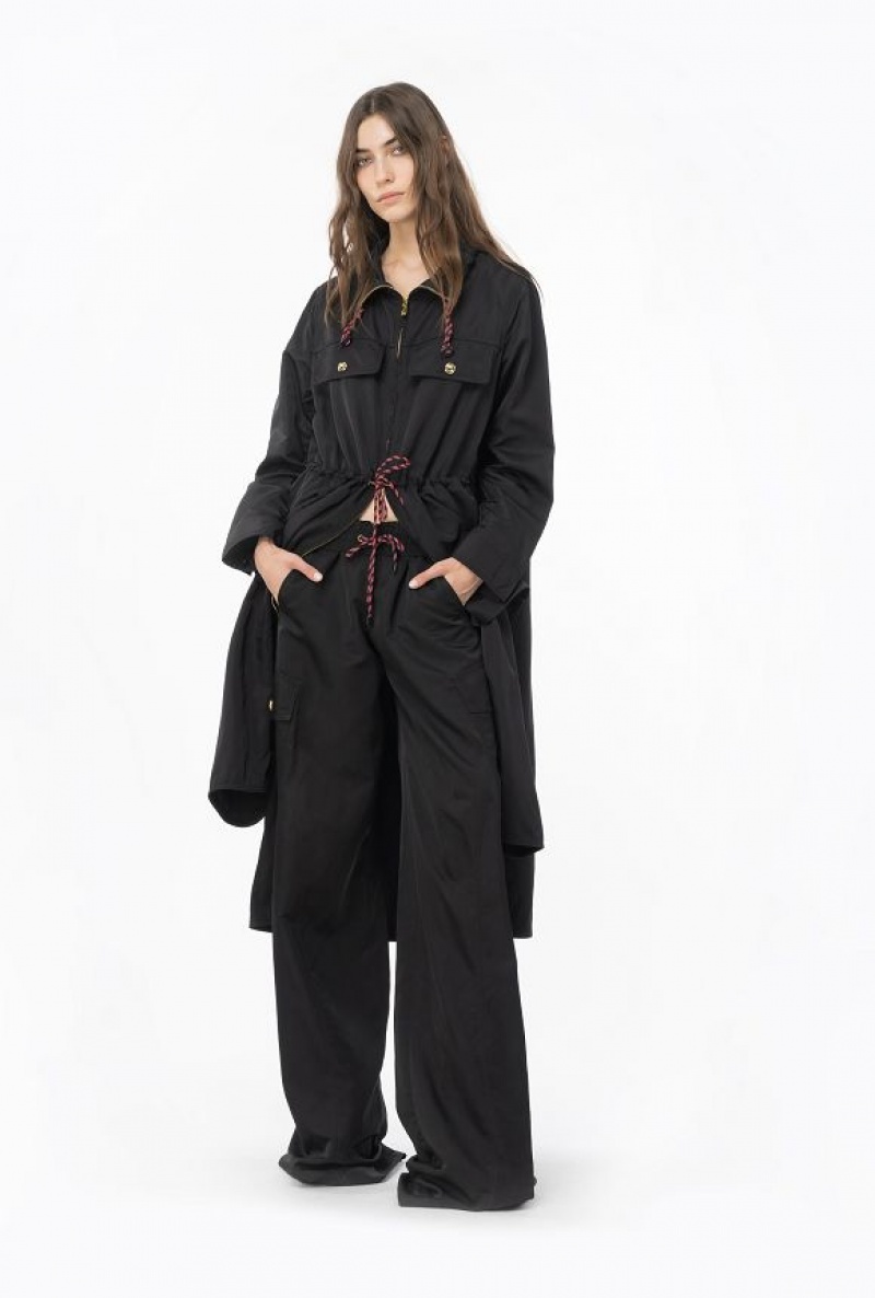 Pinko Technical Twill Parka With Flounce Černé | SN-PKO33607