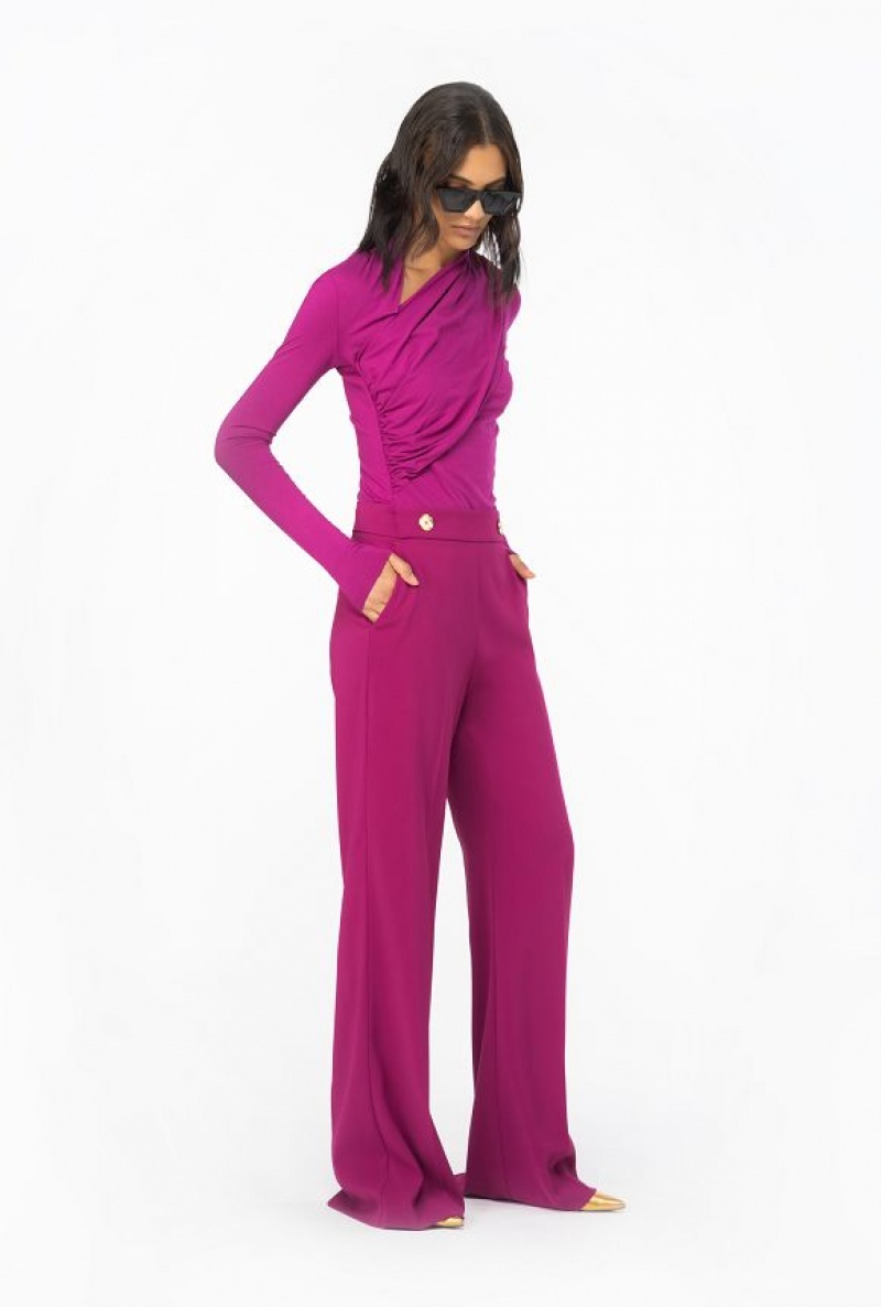 Pinko Trousers With Golden Buttons Fialové | SN-PKO33916