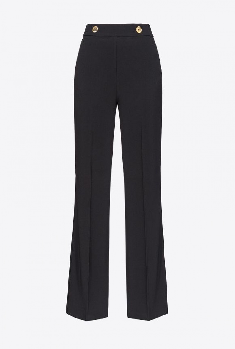 Pinko Trousers With Golden Buttons Černé | SN-PKO33964