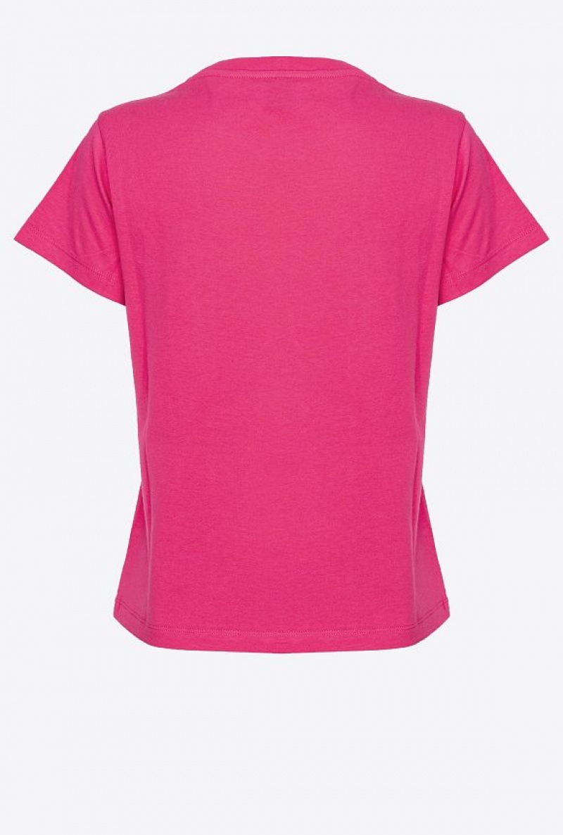 Pinko T-shirt With Micro Logo Růžové | SN-PKO33264