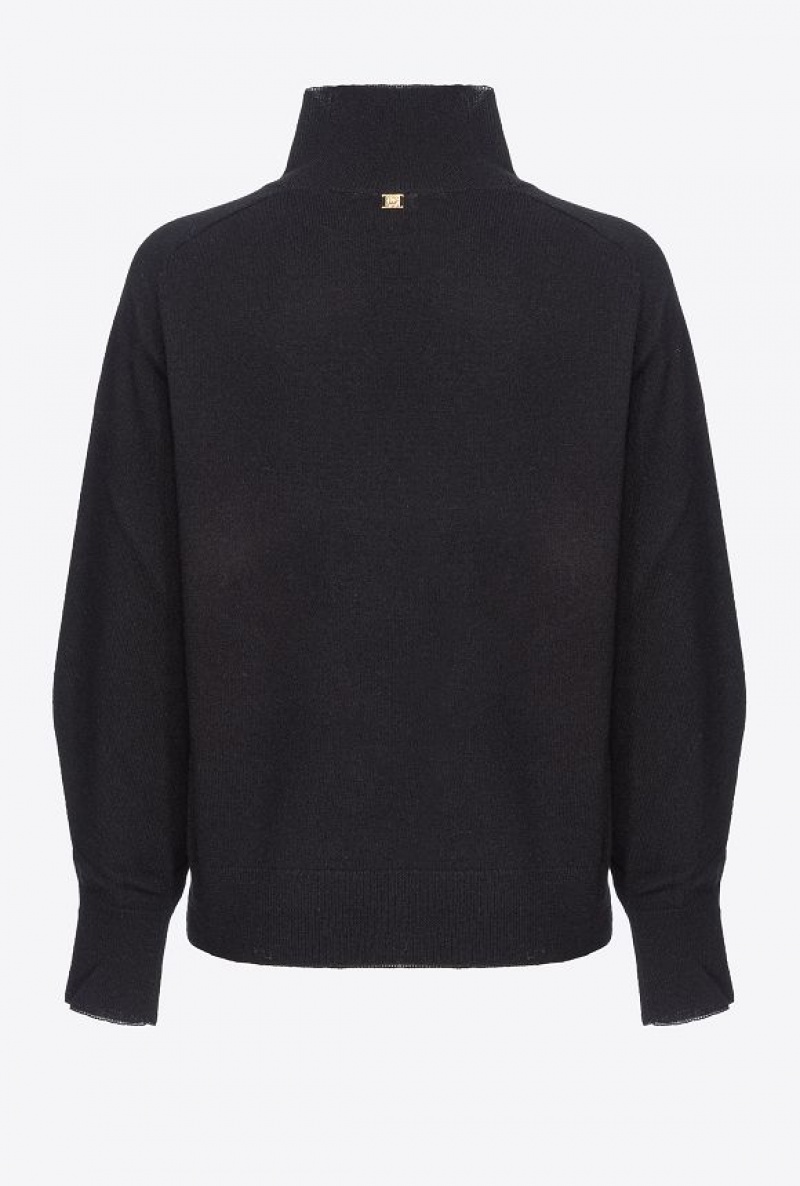 Pinko Turtleneck With Contrasting Edging Černé | SN-PKO33435