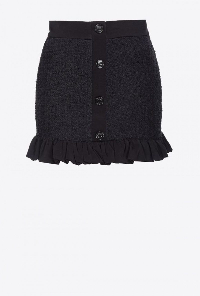 Pinko Tweed Mini Skirt With Ruching Černé | SN-PKO33974