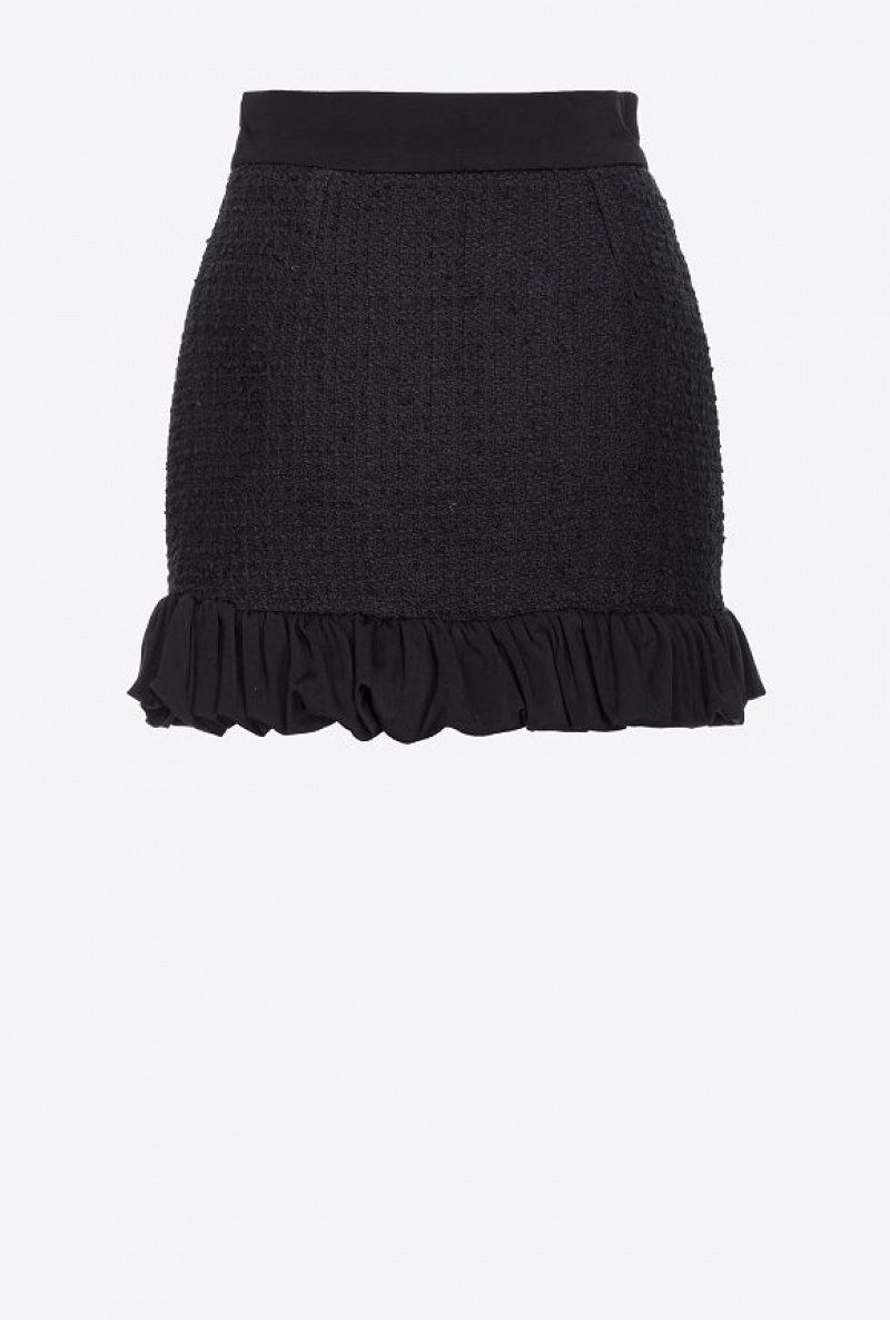 Pinko Tweed Mini Skirt With Ruching Černé | SN-PKO33974