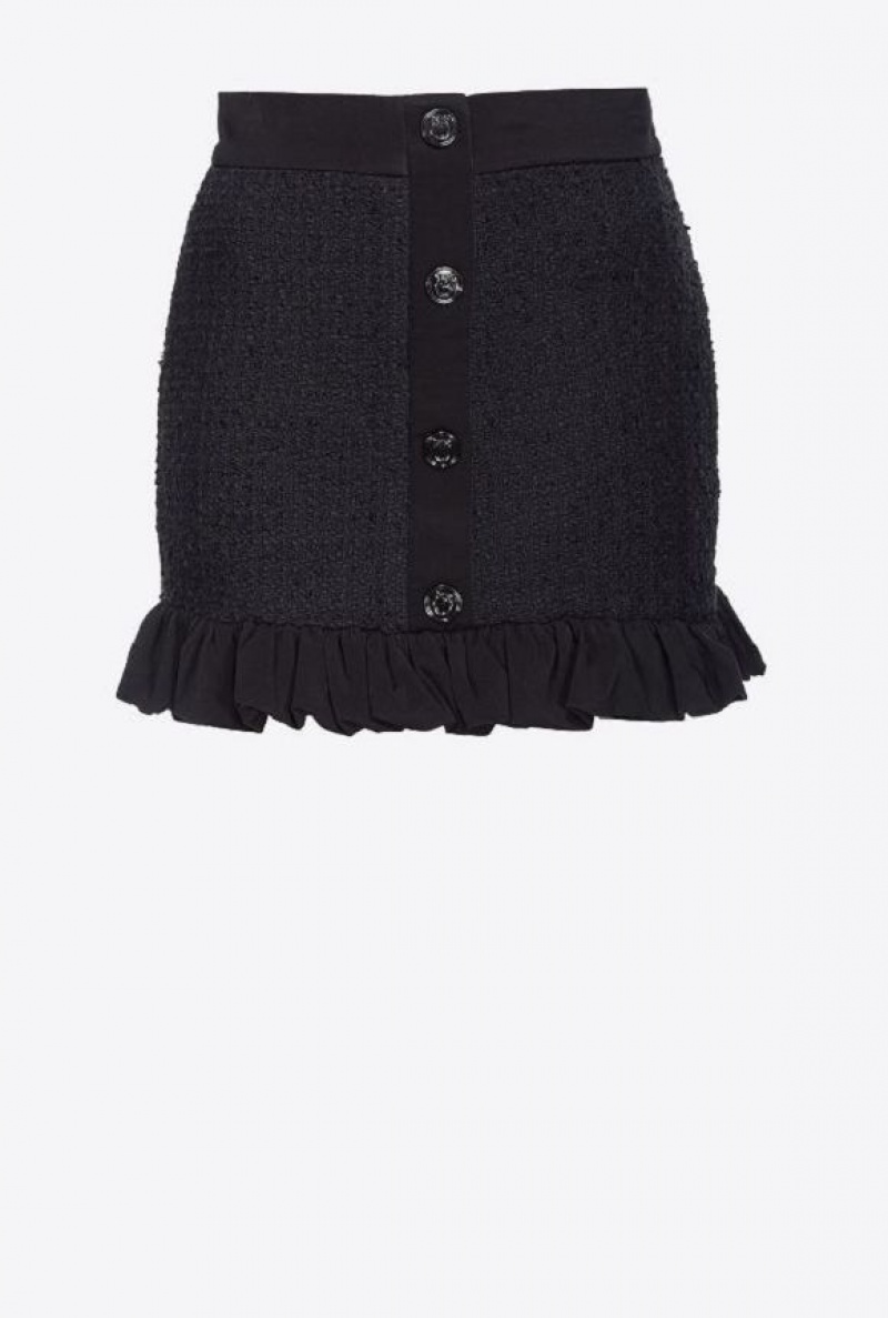 Pinko Tweed Mini Skirt With Ruching Černé | SN-PKO34096