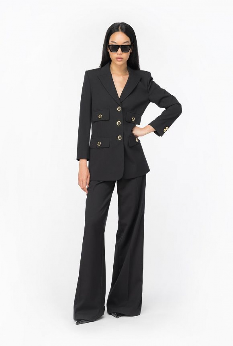 Pinko Twill Palazzo Trousers Černé | SN-PKO33978