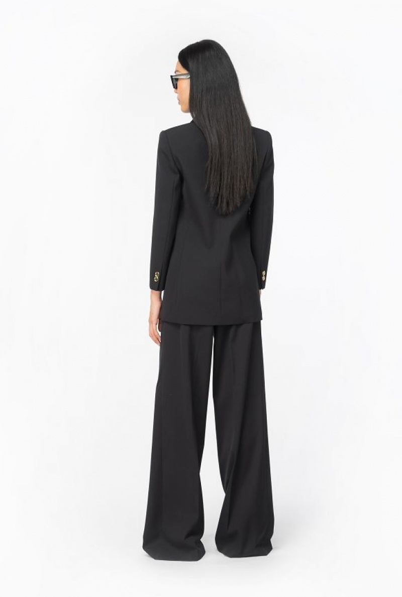 Pinko Twill Palazzo Trousers Černé | SN-PKO33978