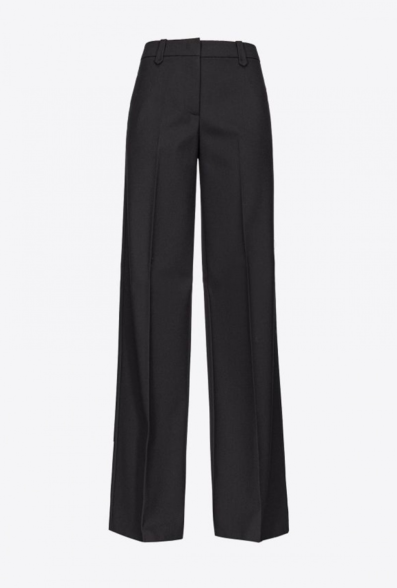 Pinko Twill Palazzo Trousers Černé | SN-PKO33978