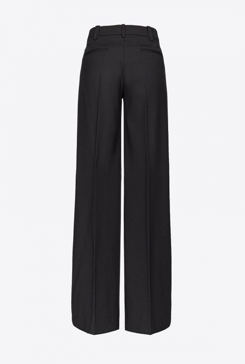 Pinko Twill Palazzo Trousers Černé | SN-PKO33978