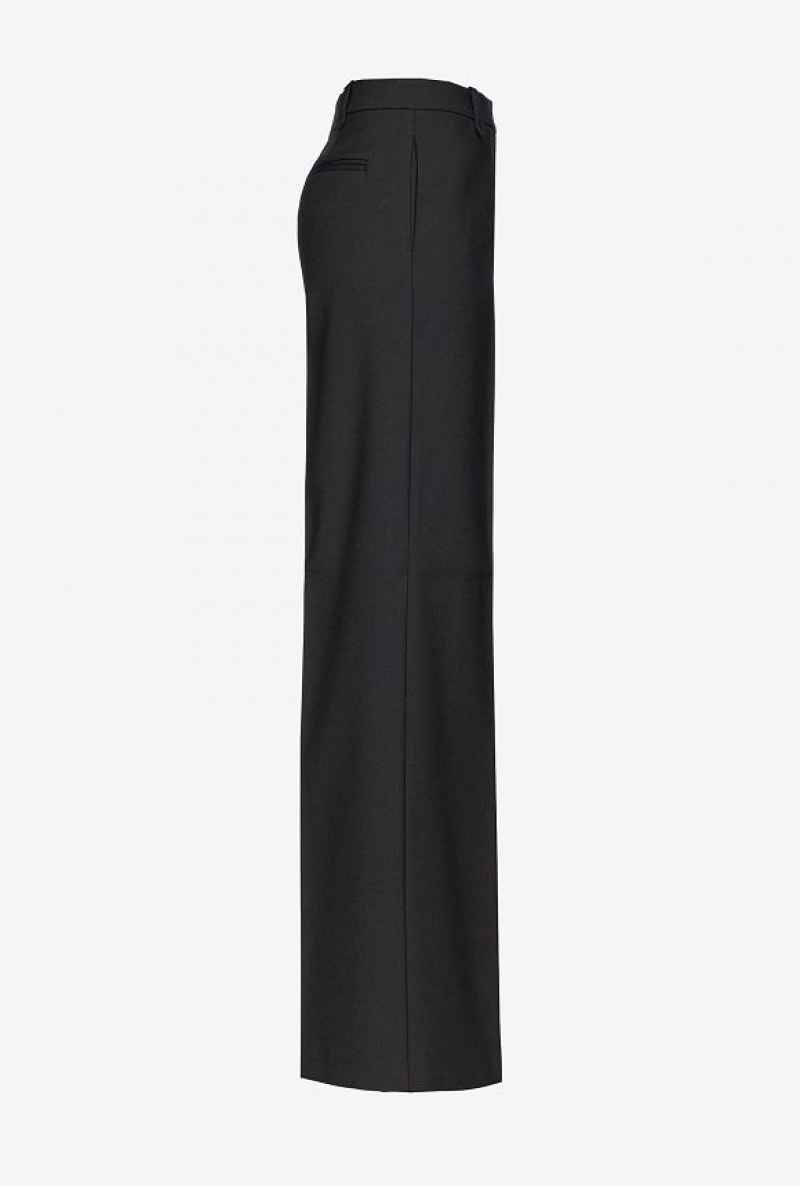 Pinko Twill Palazzo Trousers Černé | SN-PKO33978