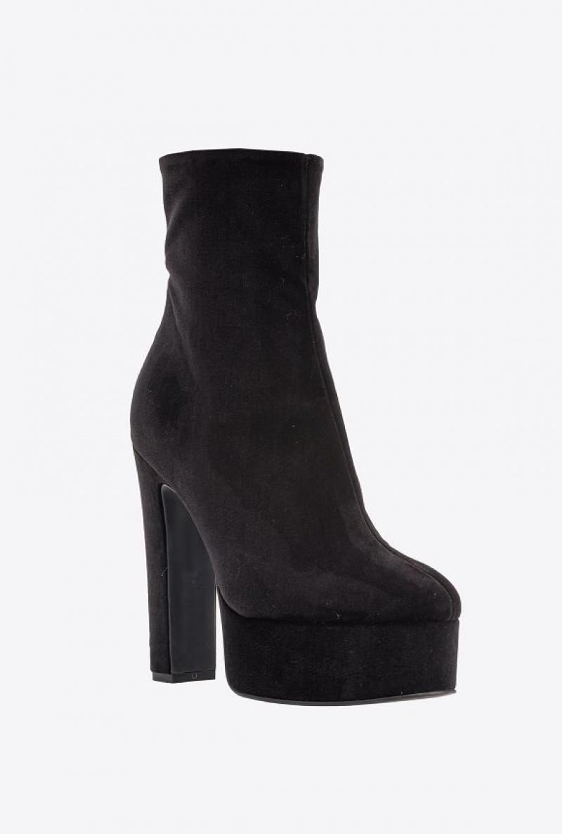 Pinko Velvet Ankle Boots Černé | SN-PKO34139