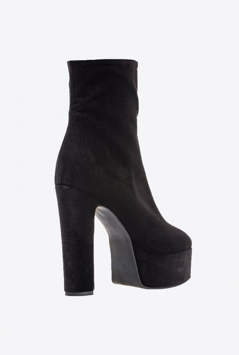 Pinko Velvet Ankle Boots Černé | SN-PKO34139