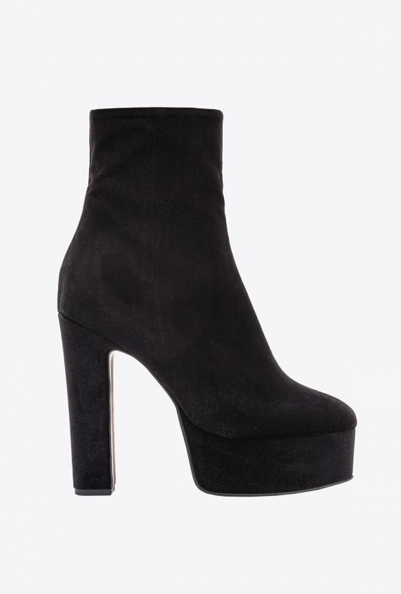 Pinko Velvet Ankle Boots Černé | SN-PKO34139