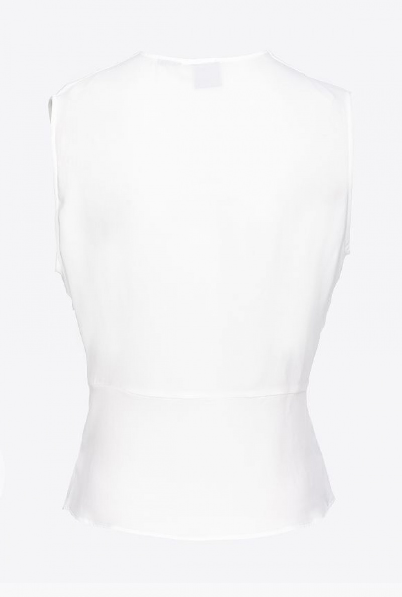 Pinko V-neck Crepe Top Bílé | SN-PKO33314