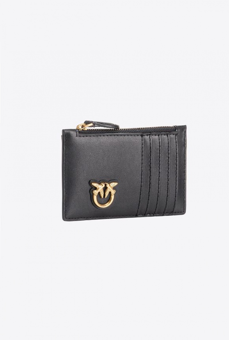 Pinko Zipped Card Holder Černé Zlaté | SN-PKO34274