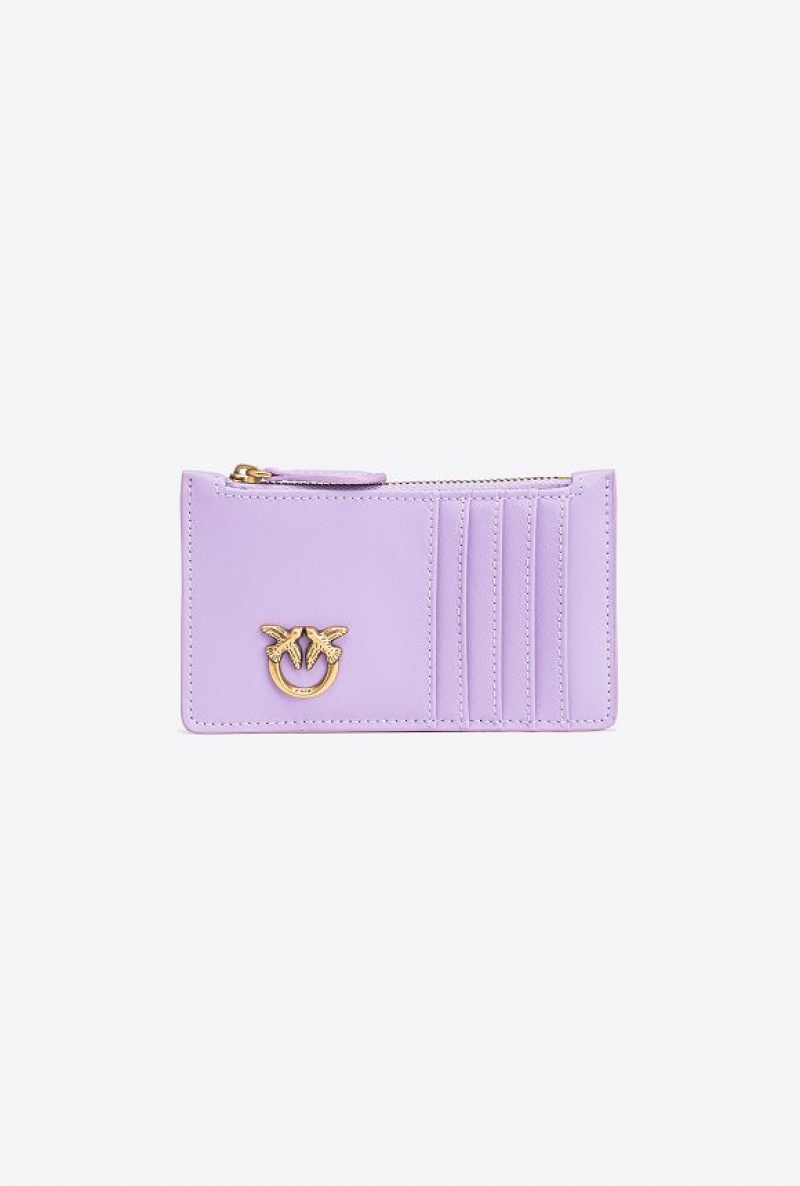 Pinko Zipped Chevron-patterned Card Holder Fialové Zlaté | SN-PKO34341