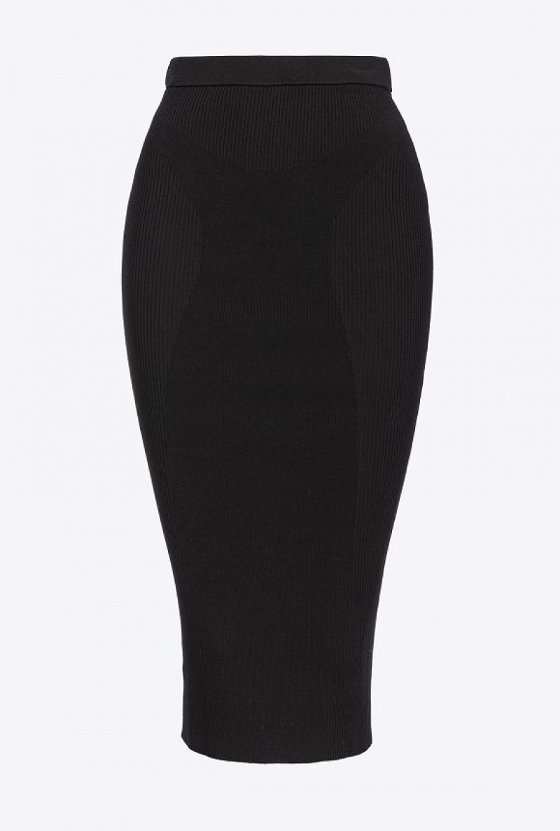 Pinko Žebrovaný Calf-length Skirt Černé | SN-PKO34067