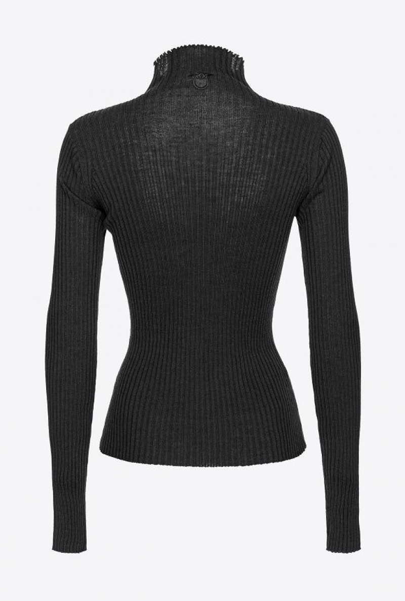 Pinko Žebrovaný Knit Turtleneck Černé | SN-PKO33392