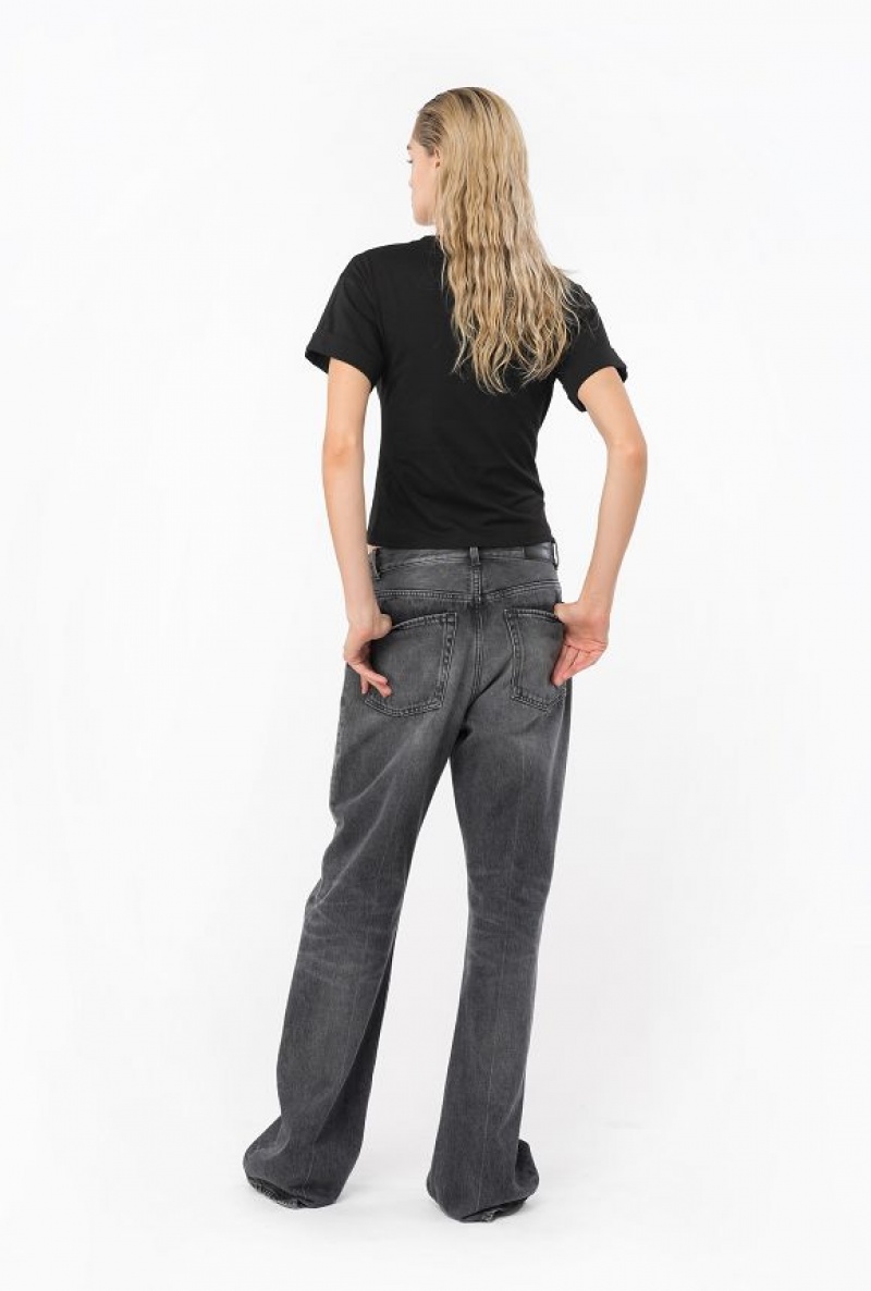 Pinko Široké-leg Black Denim Jeans Tmavě Šedé Blankyt Světle Modré | SN-PKO34032