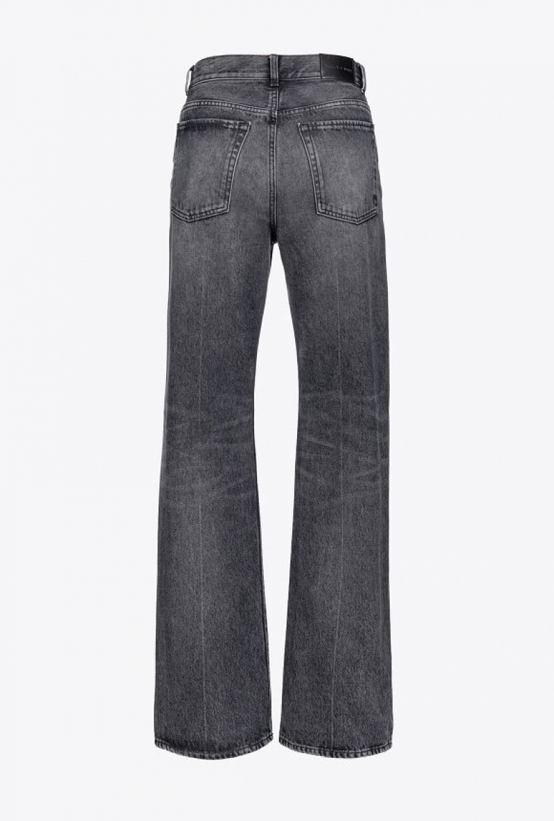 Pinko Široké-leg Black Denim Jeans Tmavě Šedé Blankyt Světle Modré | SN-PKO34032