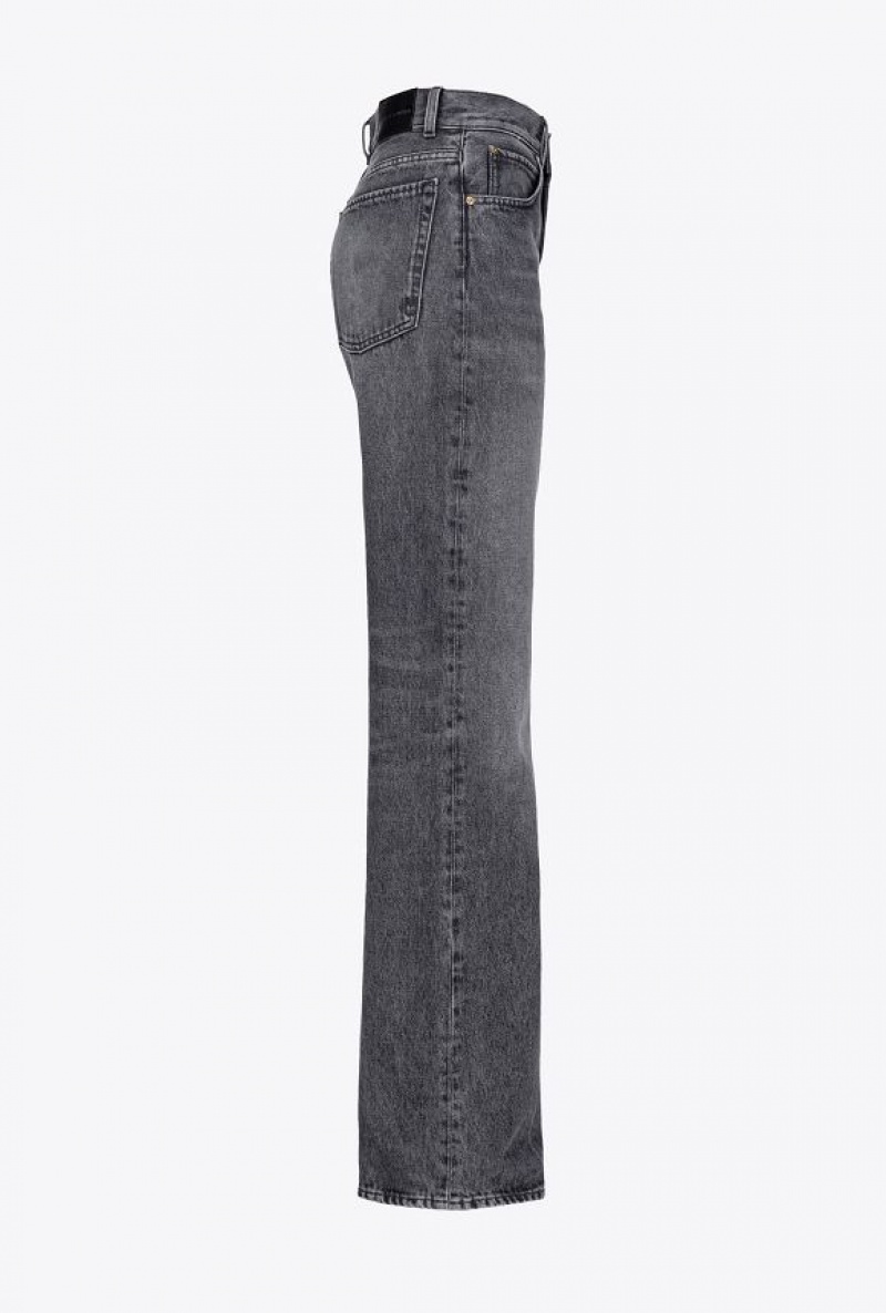 Pinko Široké-leg Black Denim Jeans Tmavě Šedé Blankyt Světle Modré | SN-PKO34032