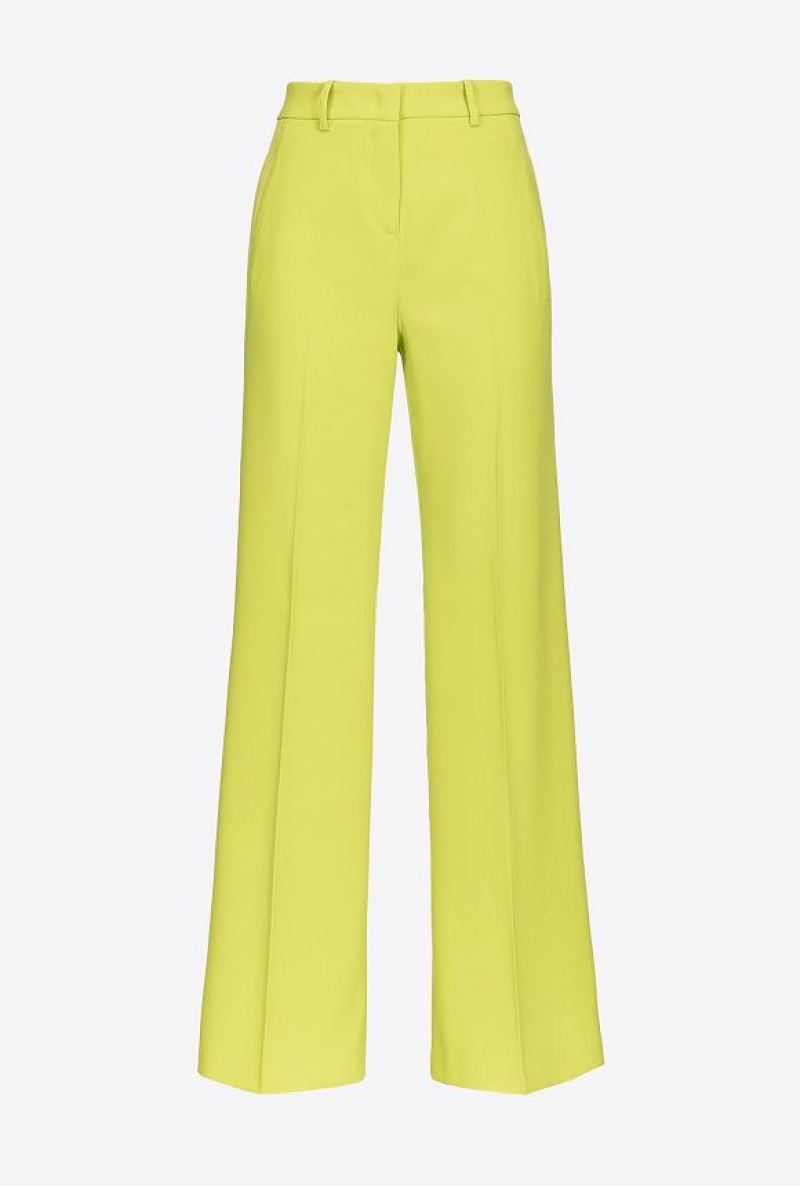 Pinko Široké-leg Crepe Trousers Světle Zelene Žluté | SN-PKO33949