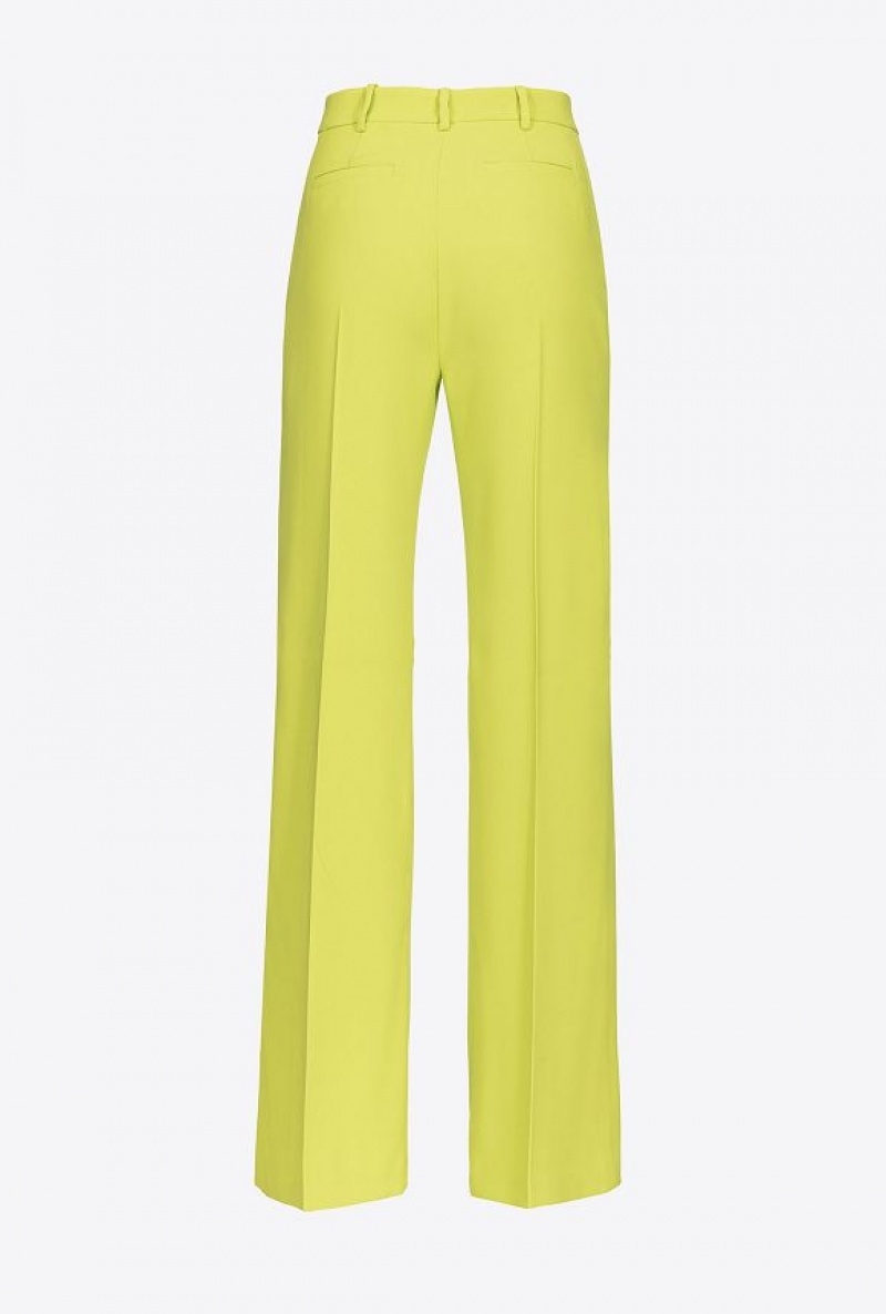 Pinko Široké-leg Crepe Trousers Světle Zelene Žluté | SN-PKO33949