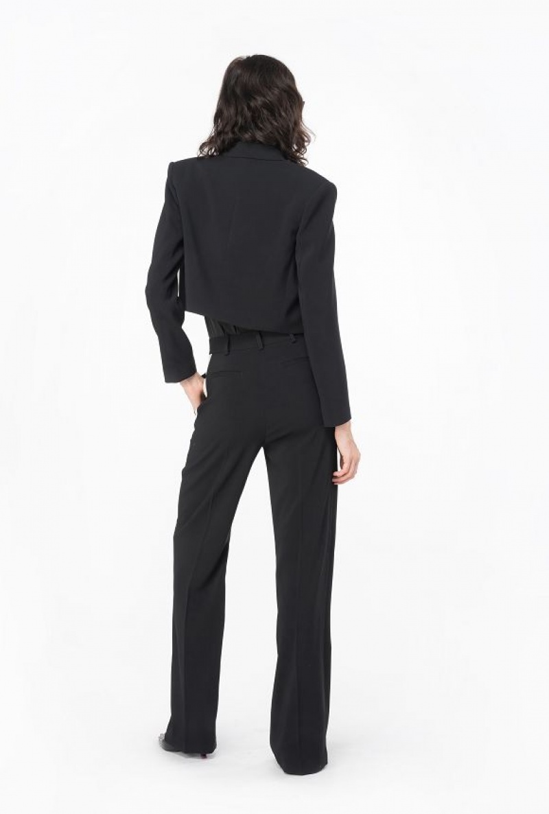 Pinko Široké-leg Crepe Trousers Černé | SN-PKO33966