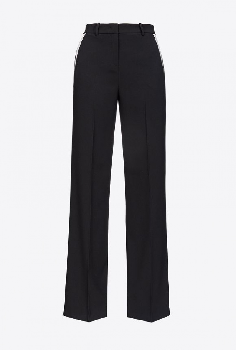 Pinko Široké-leg Crepe Trousers Černé | SN-PKO33966