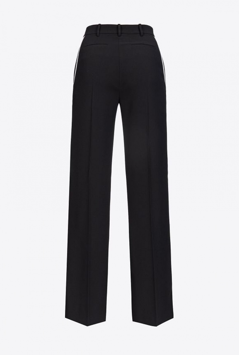 Pinko Široké-leg Crepe Trousers Černé | SN-PKO33966