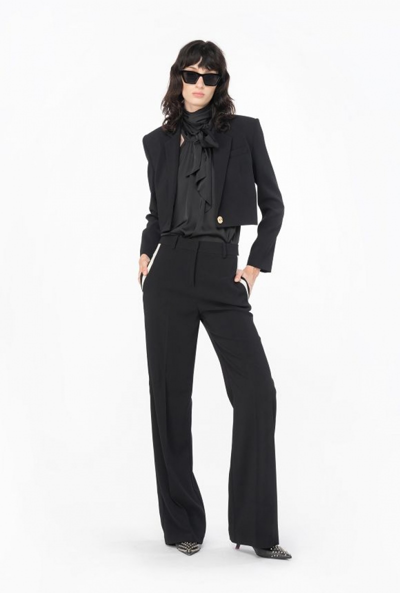 Pinko Široké-leg Crepe Trousers Černé | SN-PKO33966