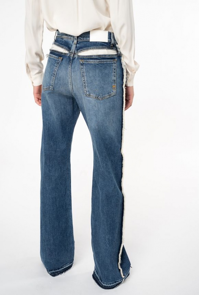 Pinko Široké-leg Jeans With Cut-out Tmavě Blankyt Světle Modré | SN-PKO33990