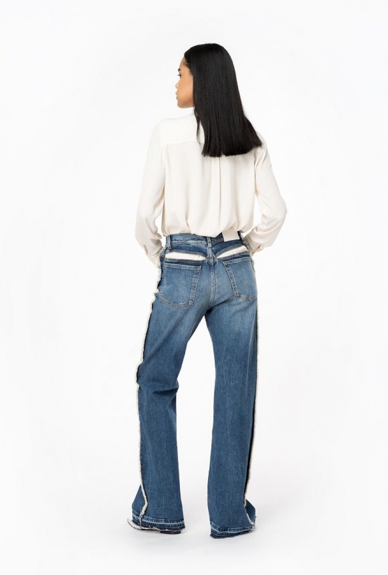 Pinko Široké-leg Jeans With Cut-out Tmavě Blankyt Světle Modré | SN-PKO33990