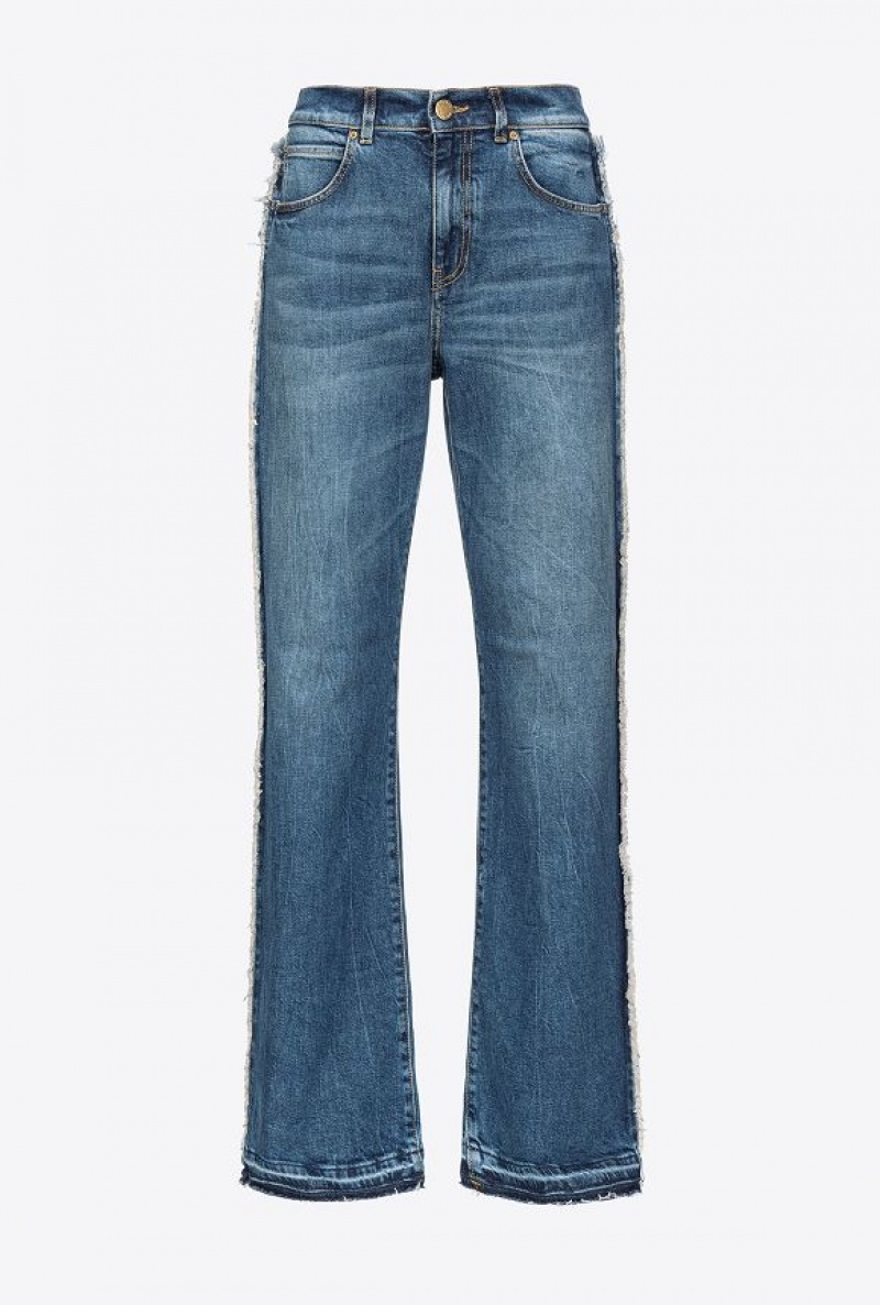 Pinko Široké-leg Jeans With Cut-out Tmavě Blankyt Světle Modré | SN-PKO33990