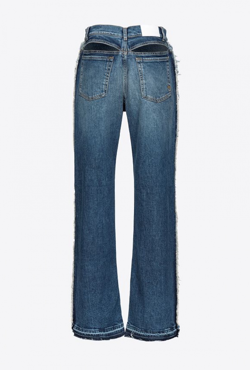 Pinko Široké-leg Jeans With Cut-out Tmavě Blankyt Světle Modré | SN-PKO33990