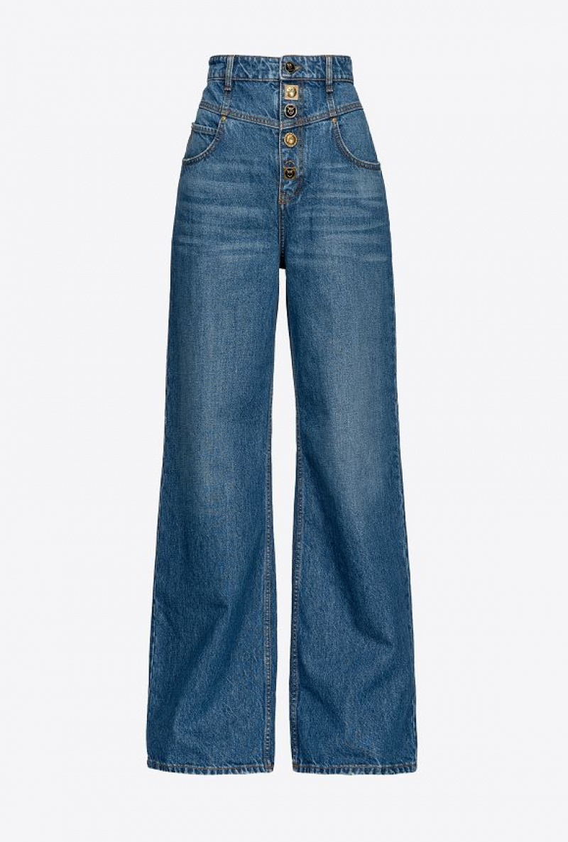 Pinko Široké-leg Jeans With Jewel Buttons Blankyt | SN-PKO33994