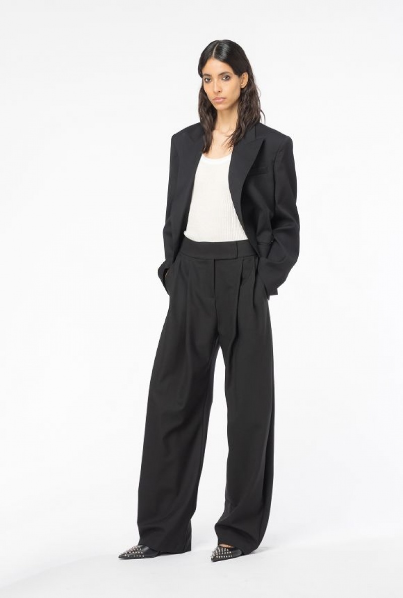 Pinko Široké-leg Trousers With Darts Černé | SN-PKO33811