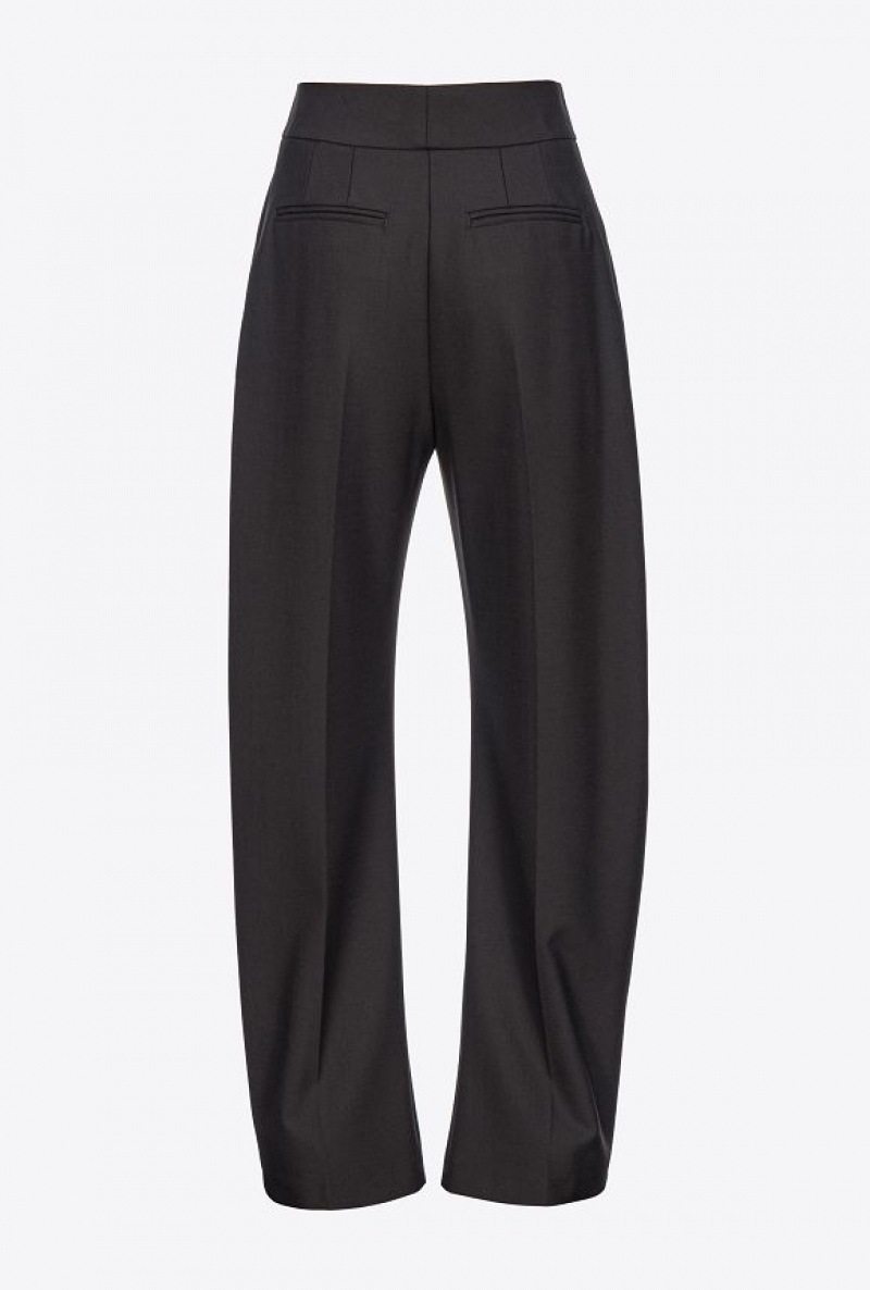 Pinko Široké-leg Trousers With Darts Černé | SN-PKO33811