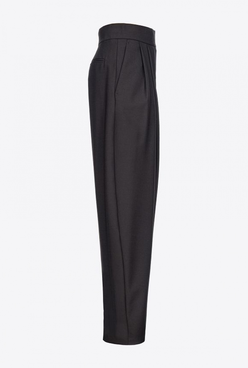 Pinko Široké-leg Trousers With Darts Černé | SN-PKO33811